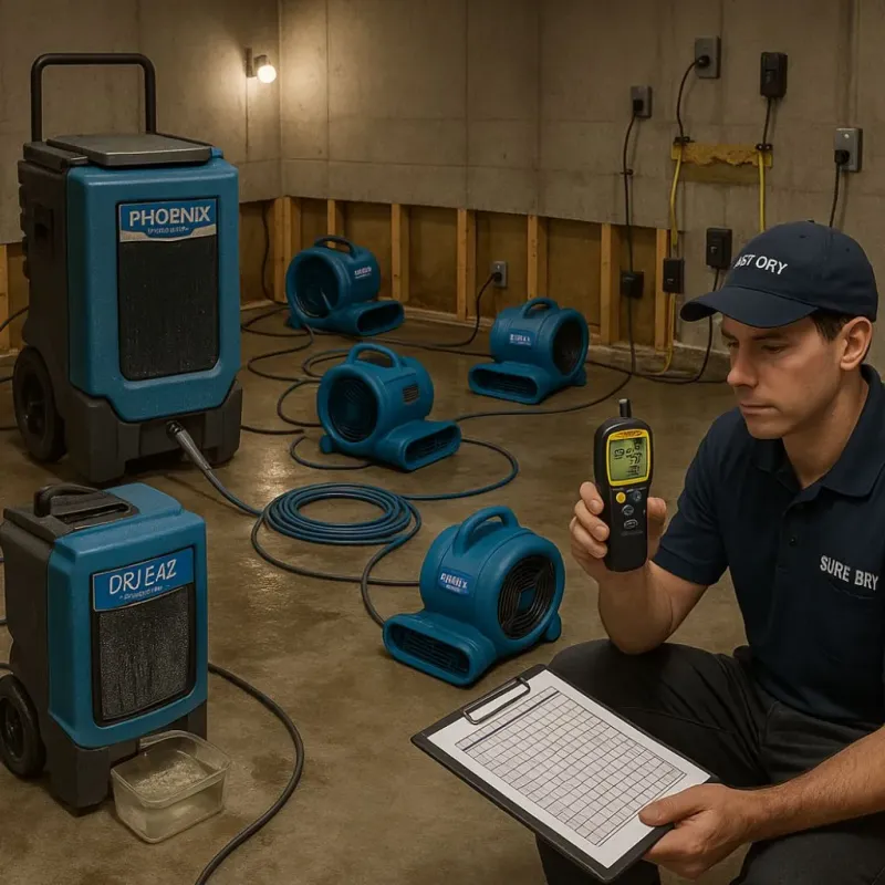 Structural Drying and Dehumidification process in Garland, UT